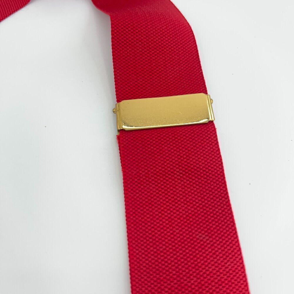 Dooney & Bourke Red White Colorblock Suspenders Braces Leather Tabs Vintage - Picture 15 of 16